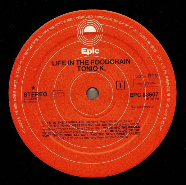 Tonio K. - Life In The Foodchain | Epic (EPC 83607) - 3