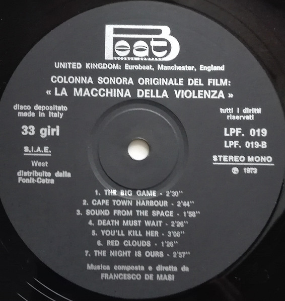 Francesco De Masi - La Macchina Della Violenza (Original Soundtrack) | Beat Records Company (LPF 019) - 4
