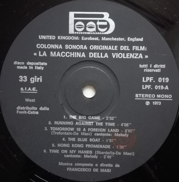 Francesco De Masi - La Macchina Della Violenza (Original Soundtrack) | Beat Records Company (LPF 019) - 3
