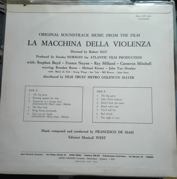 Francesco De Masi - La Macchina Della Violenza (Original Soundtrack) | Beat Records Company (LPF 019) - 2
