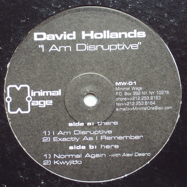 David Hollands - I Am Disruptive | Minimal Wage (MW-01) - main