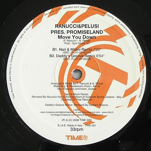 Ranucci & Pelusi Pres. Promiseland - Move You Down | TIME (TIME 521) - 2