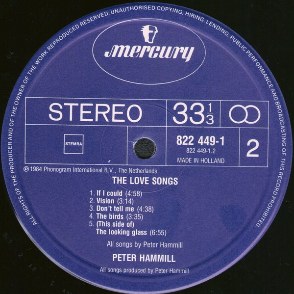 Peter Hammill - The Love Songs | Mercury (822 449-1) - 4