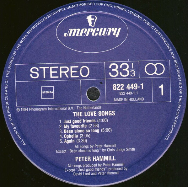 Peter Hammill - The Love Songs | Mercury (822 449-1) - 3