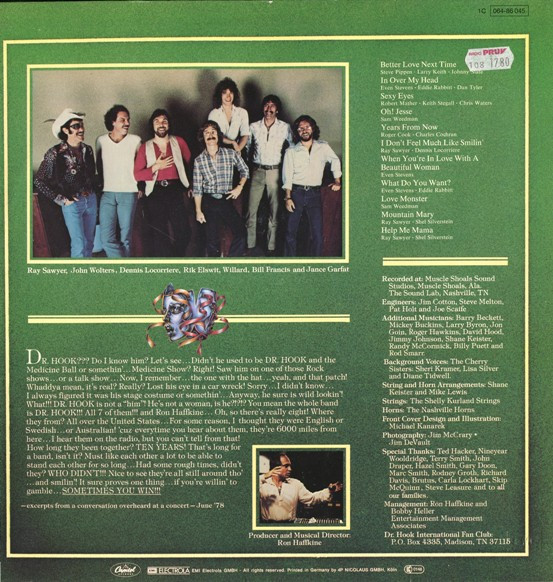 Dr. Hook - Sometimes You Win | Capitol Records (1C 064-86 045) - 2