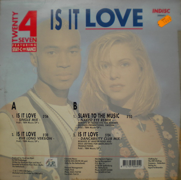 Twenty 4 Seven Featuring Stay-C And Nance - Is It Love | Indisc (2000691) - 2