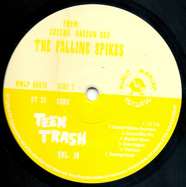 The Falling Spikes - Teen Trash Vol. 10 [Vinyl] | Music Maniac Records (MMLP 88010) - 3