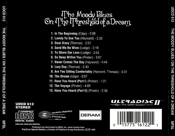 The Moody Blues - On The Threshold Of A Dream CD | Mobile Fidelity Sound Lab (UDCD 612) - 2 The Moody Blues - On The Threshold Of A Dream CD | Mobile Fidelity Sound Lab (UDCD 612) - 2