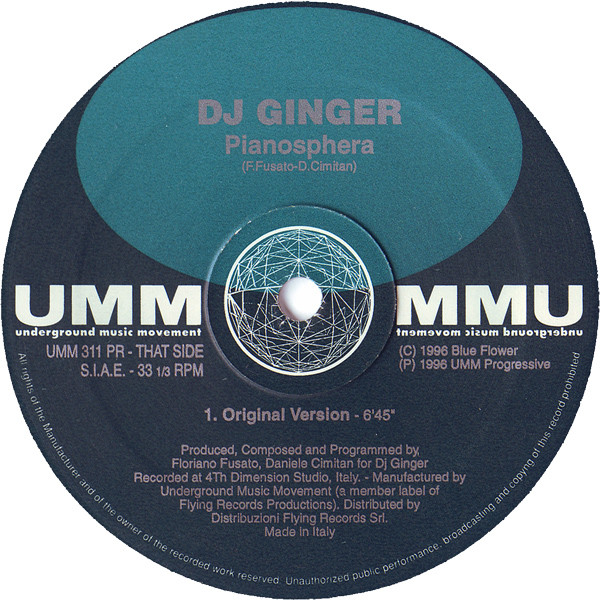 DJ Ginger - Pianosphera | UMM (UMM 311 PR) - main