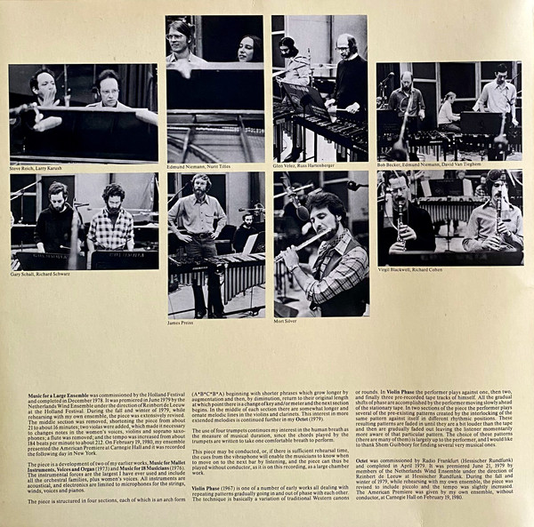 Steve Reich - Octet • Music For A Large Ensemble • Violin Phase | ECM Records (ECM 1168) - 2 Steve Reich - Octet • Music For A Large Ensemble • Violin Phase | ECM Records (ECM 1168) - 2