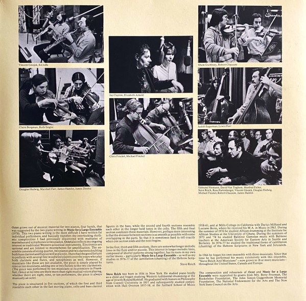 Steve Reich - Octet • Music For A Large Ensemble • Violin Phase | ECM Records (ECM 1168) - 3 Steve Reich - Octet • Music For A Large Ensemble • Violin Phase | ECM Records (ECM 1168) - 3