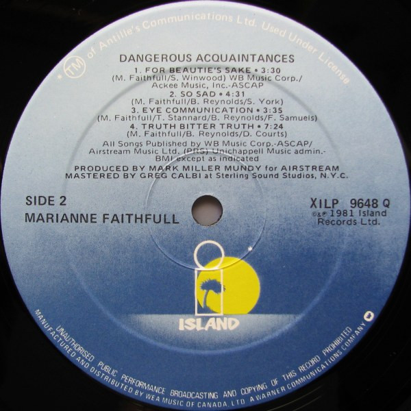 Marianne Faithfull - Dangerous Acquaintances | Island Records (XILP-9648) - 3 Marianne Faithfull - Dangerous Acquaintances | Island Records (XILP-9648) - 3