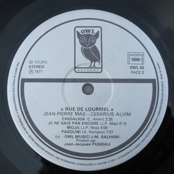 Jean-Pierre Mas / Cesarius Alvim - Rue De Lourmel | Owl Records (OWL 03) - 3 Jean-Pierre Mas / Cesarius Alvim - Rue De Lourmel | Owl Records (OWL 03) - 3