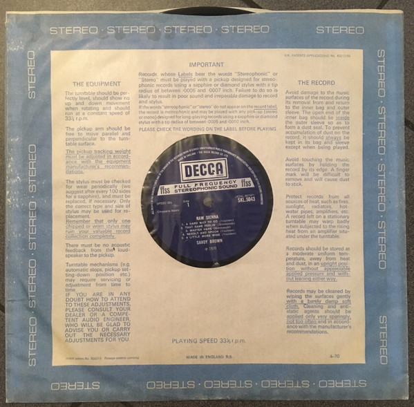 Savoy Brown - Raw Sienna | Decca (SKL 5043) - 4 Savoy Brown - Raw Sienna | Decca (SKL 5043) - 4
