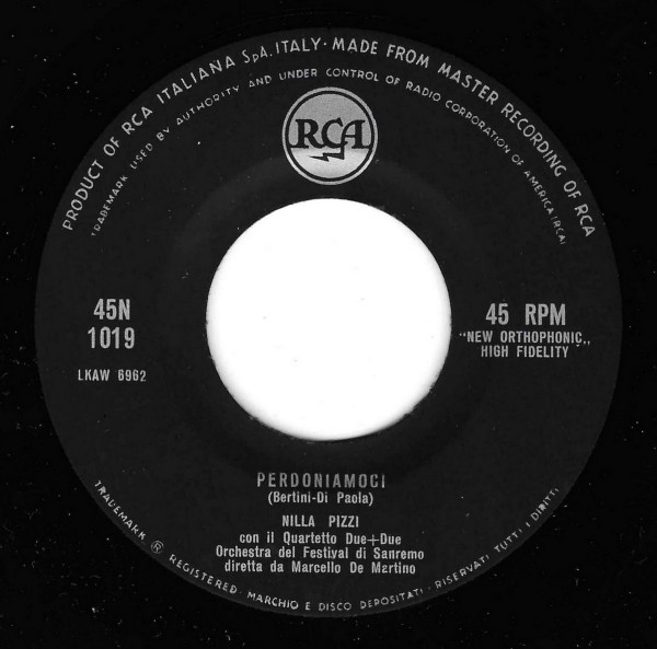 Nilla Pizzi - Perdoniamoci / Il Mare | RCA Italiana (45N 1019) - 3