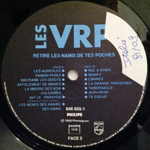 Les VRP - Retire Les Nains De Tes Poches | Phonogram (846 655-1) - 3 Les VRP - Retire Les Nains De Tes Poches | Phonogram (846 655-1) - 3