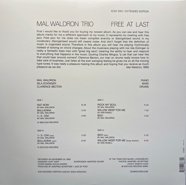 Mal Waldron Trio - Free At Last (Extended Edition) | ECM Records (ECM 1001) - 3