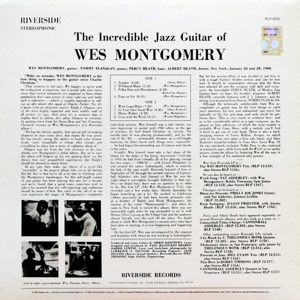 Wes Montgomery - The Incredible Jazz Guitar Of Wes Montgomery | Riverside Records (RLP-9320) - 2
