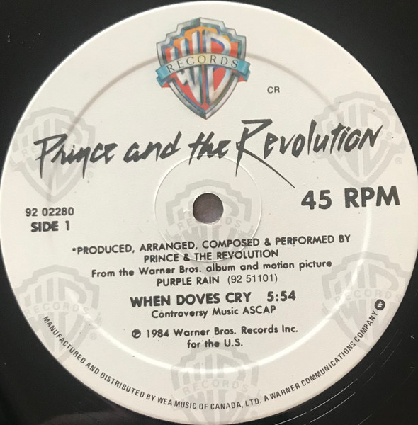 Prince And The Revolution - When Doves Cry (12") [Vinyl] | Warner Bros. Records (92 02280) - 3