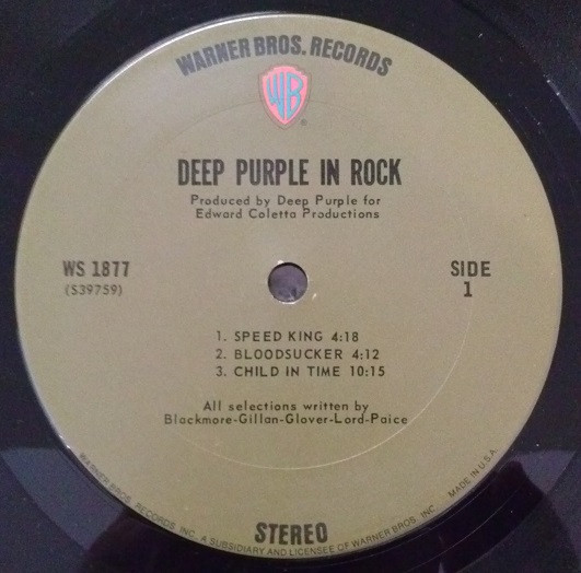 Deep Purple - Deep Purple In Rock | Warner Bros. Records (WS 1877) - 4 Deep Purple - Deep Purple In Rock | Warner Bros. Records (WS 1877) - 4