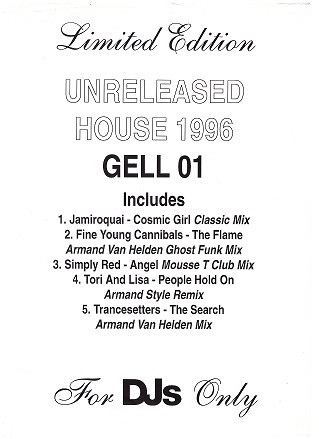 Various - Unreleased House 1996 | Not On Label (GELL 01) - main