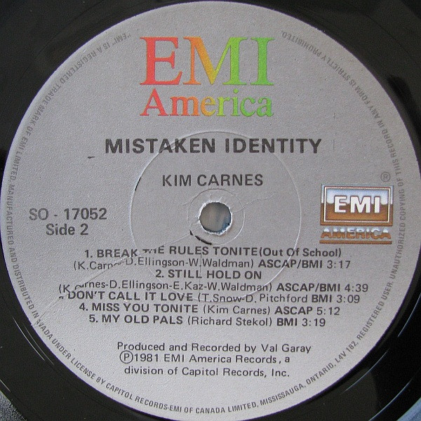Kim Carnes - Mistaken Identity | EMI America (SO-17052) - 2 Kim Carnes - Mistaken Identity | EMI America (SO-17052) - 2