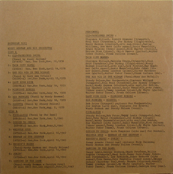 Woody Herman And His Orchestra - Woody Herman And His Orchestra 1936-1943 | Swingfan (1011) - 2