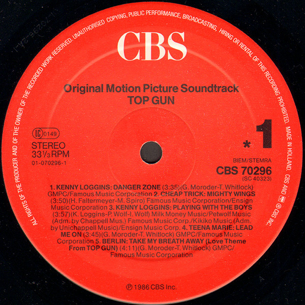 Various - Top Gun (Original Motion Picture Soundtrack) | CBS (CBS 70296) - 3 Various - Top Gun (Original Motion Picture Soundtrack) | CBS (CBS 70296) - 3