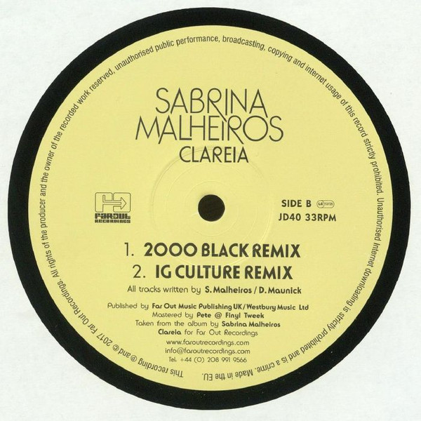 Sabrina Malheiros - Clareia (Remixes) | Far Out Recordings (JD40) - 2
