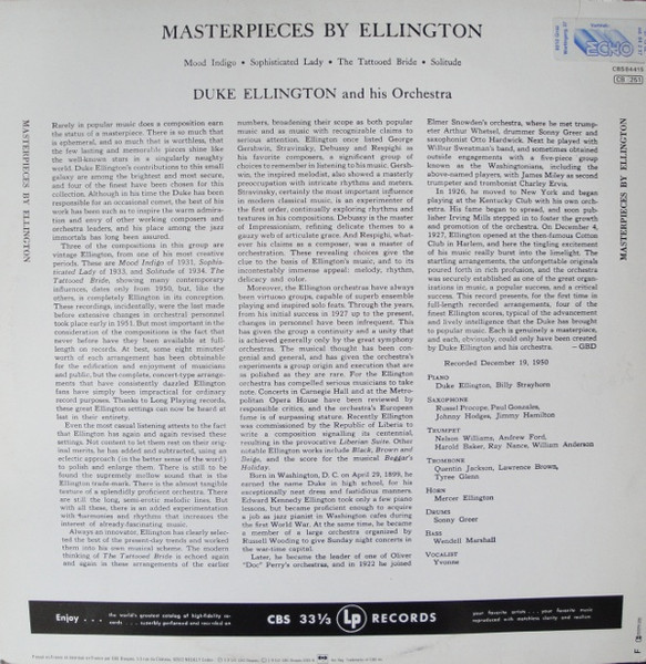 Duke Ellington And His Orchestra - Masterpieces By Ellington | CBS (84415) - 2