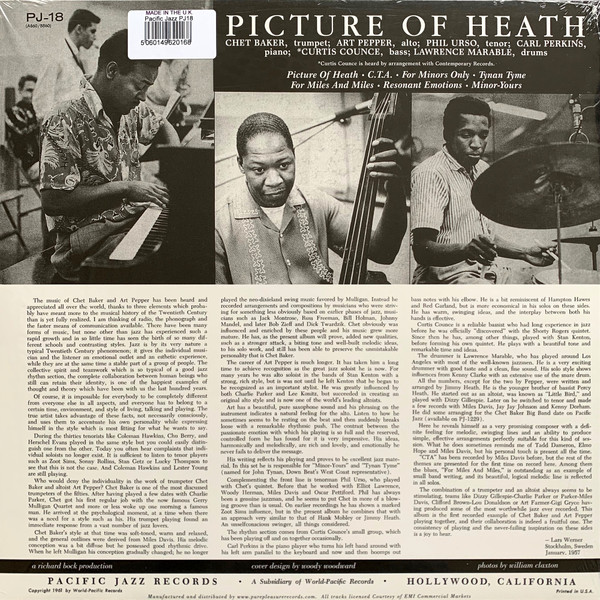 Chet Baker • Art Pepper • Phil Urso - Picture Of Heath | Pacific Jazz (PJ-18) - 2