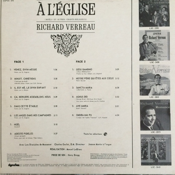 Richard Verreau - À L'Église | RCA Gala (CGPSX-376) - 2 Richard Verreau - À L'Église | RCA Gala (CGPSX-376) - 2