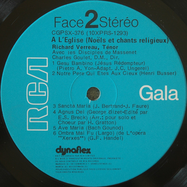 Richard Verreau - À L'Église | RCA Gala (CGPSX-376) - 4 Richard Verreau - À L'Église | RCA Gala (CGPSX-376) - 4