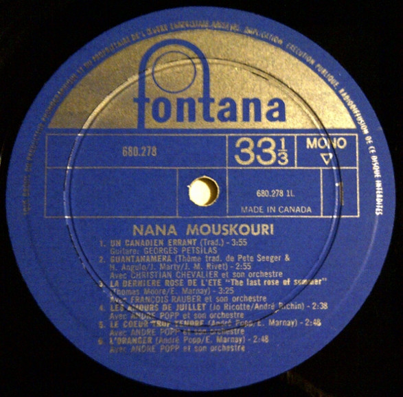 Nana Mouskouri - Un Canadien Errant | Fontana (680.278) - 3