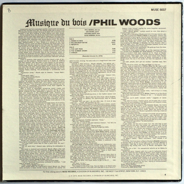 Phil Woods - Musique Du Bois | Muse Records (MR 5037) - 2