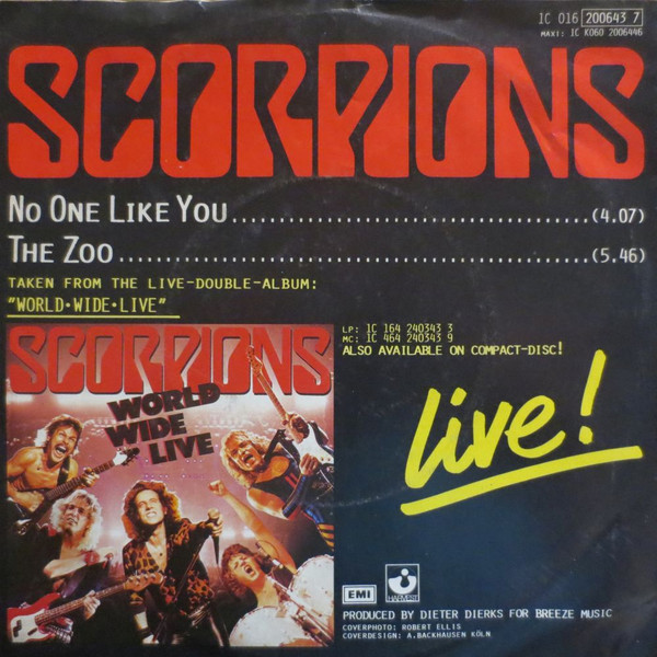 Scorpions - No One Like You (Live!) | Harvest (1C 016 200643 7) - 2