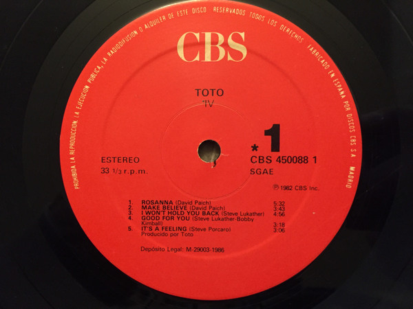 Toto - Toto IV | CBS (CBS 450088 1) - 4