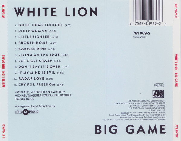 White Lion - Big Game CD | Atlantic (781 969-2) - 2 White Lion - Big Game CD | Atlantic (781 969-2) - 2