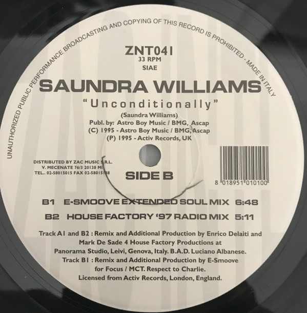 Saundra Williams - Unconditionally | Zac International (ZNT 041) - 2