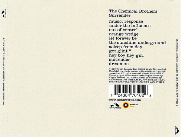The Chemical Brothers - Surrender | Virgin (7243 8 47610 2 8) - 3