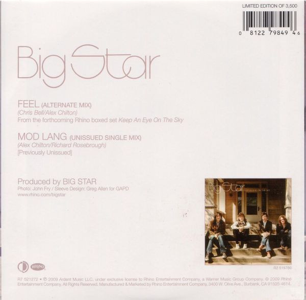 Big Star - Feel (Alternate Mix) 7" | Rhino Records (R7 521272) - 2 Big Star - Feel (Alternate Mix) 7" | Rhino Records (R7 521272) - 2