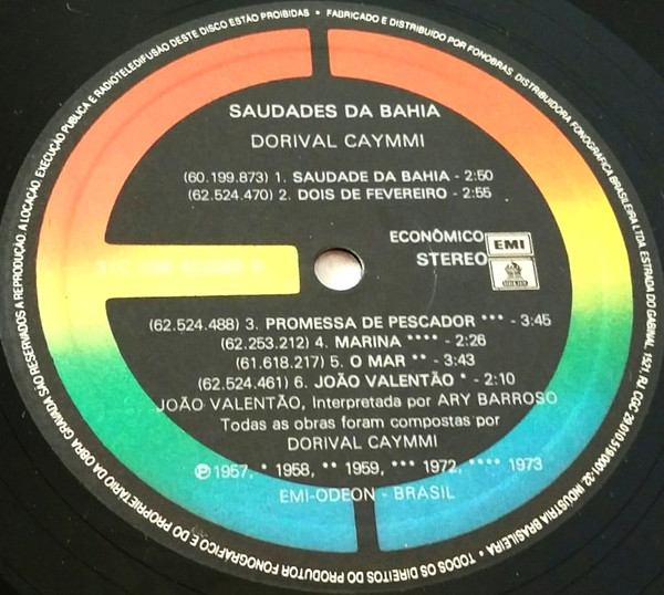 Dorival Caymmi - Saudades Da Bahia | Odeon (31C 036 422593) - 4 Dorival Caymmi - Saudades Da Bahia | Odeon (31C 036 422593) - 4