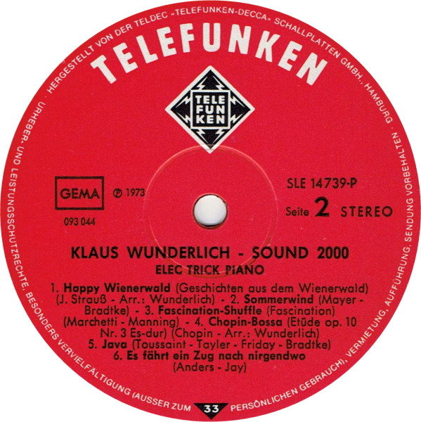 Klaus Wunderlich - Sound 2000 2 - Elec Trick Piano | Telefunken (SLE 14739-P) - 4