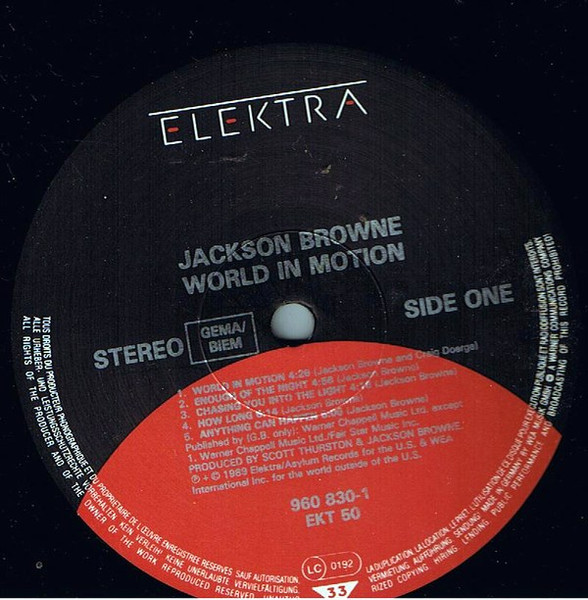 Jackson Browne - World In Motion | Elektra (960 830-1) - 3