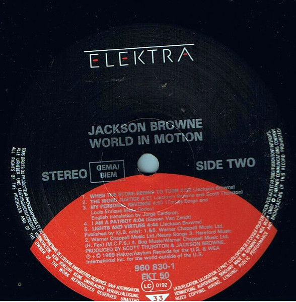 Jackson Browne - World In Motion | Elektra (960 830-1) - 4