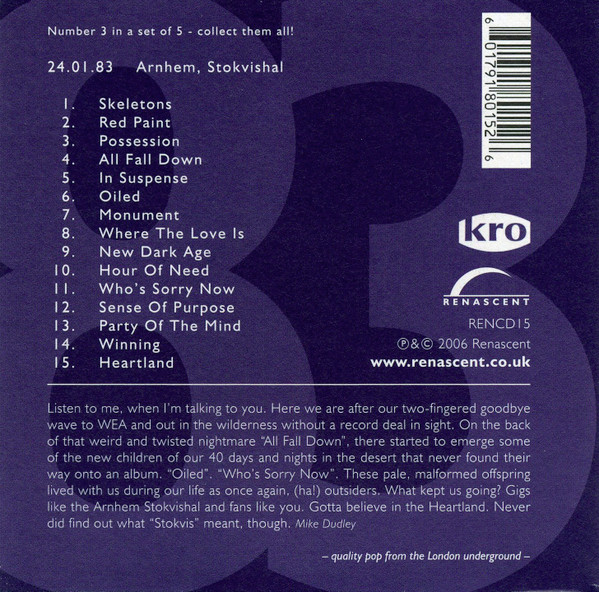 The Sound - The Dutch Radio Recordings 3. 24.01.83 Arnhem, Stokvishal | Renascent (RENCD15) - main