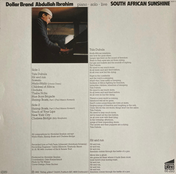 Dollar Brand / Abdullah Ibrahim - South African Sunshine (Piano - Solo - Live) | pläne (88 293) - 2 Dollar Brand / Abdullah Ibrahim - South African Sunshine (Piano - Solo - Live) | pläne (88 293) - 2