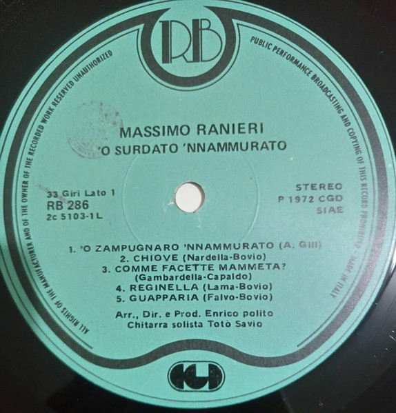 Massimo Ranieri - 'O Surdato 'Nnamurato | Record Bazaar (RB 286) - 3