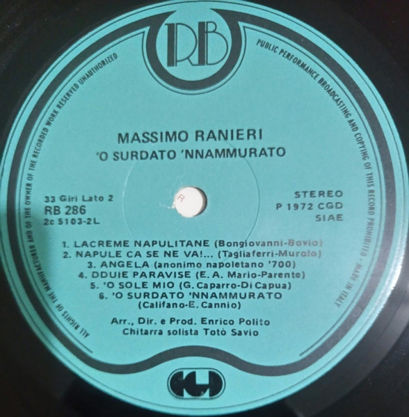 Massimo Ranieri - 'O Surdato 'Nnamurato | Record Bazaar (RB 286) - 4
