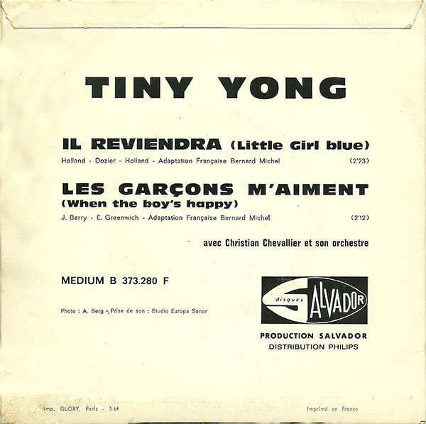 Tiny Yong - Il Reviendra / Les Garçons M'aiment | Disques Salvador (B 373.280 F) - 2 Tiny Yong - Il Reviendra / Les Garçons M'aiment | Disques Salvador (B 373.280 F) - 2